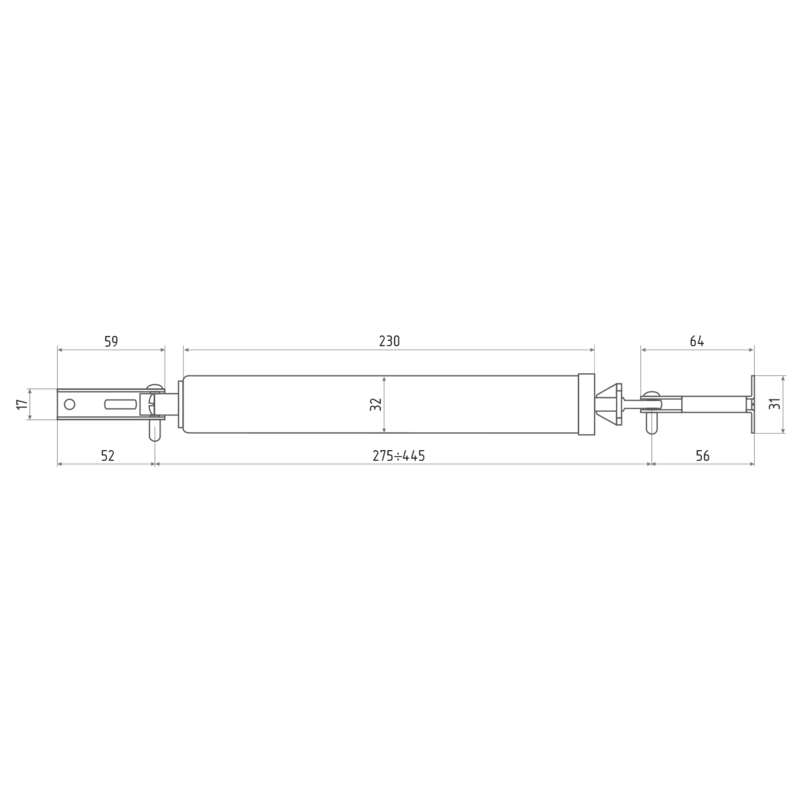 Схема Доводчик дверной пневматический 202 до 35 кг цвет Серебро Нора-М
